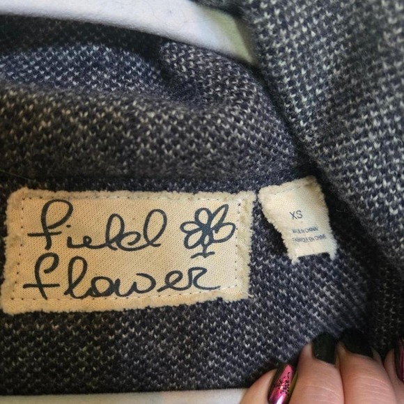 Field Flower Gray & Navy Gingham Wool Peacoat | XS (can fit S or M) - Picture 3 of 5